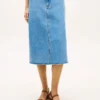 Gonna midi in denim con orlo grezzo Gonna midi in denim con orlo grezzo