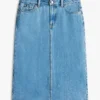 Gonna midi in denim con orlo grezzo Gonna midi in denim con orlo grezzo
