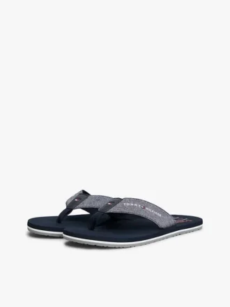 Infradito in lino chambray