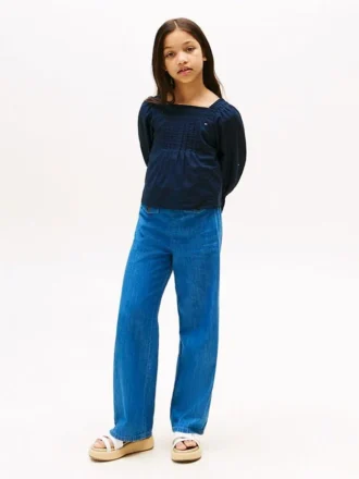 Jeans a gamba larga senza bottoni per bambina