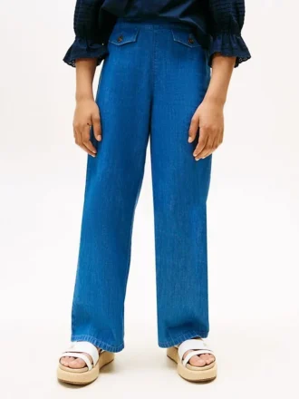 Jeans a gamba larga senza bottoni per bambina