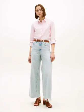 Jeans a vita alta con orlo grezzo e gamba larga
