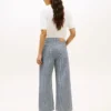 Jeans a vita alta e gamba larga con righe ferroviarie