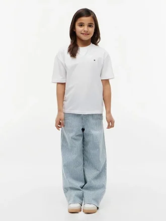 Jeans a vita bassa a righe a gamba larga per bambini