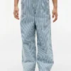 Jeans a vita bassa a righe a gamba larga per bambini