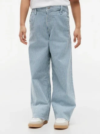 Jeans a vita bassa a righe a gamba larga per bambini