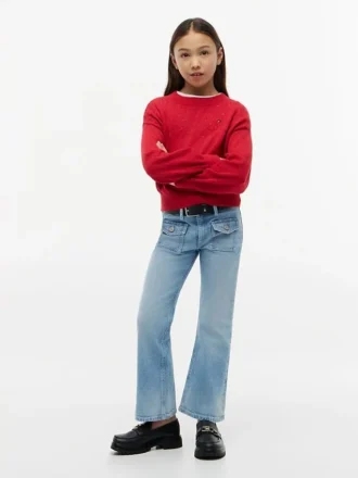 Jeans a zampa con tasche applicate per bambini