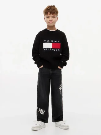 Jeans baggy Hilfiger con stampa graffiti per bambini
