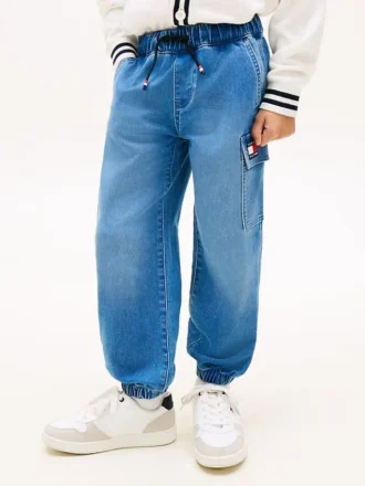 Jeans cargo elasticizzati dal taglio morbido per bambini