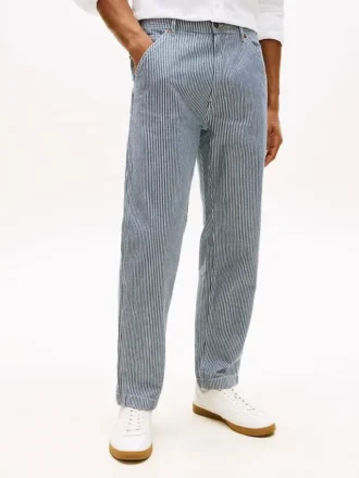 Jeans dritti larghi a righe ferroviarie