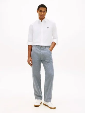 Jeans dritti larghi a righe ferroviarie