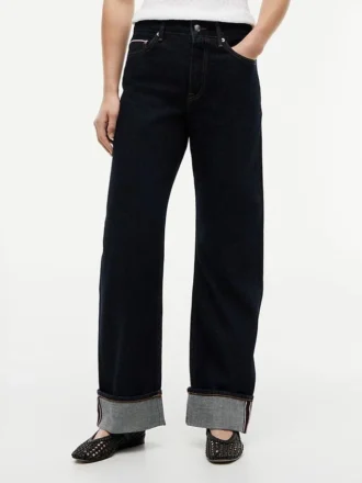 Jeans dritti larghi a vita media in denim selvedge Jeans dritti larghi a vita media in denim selvedge