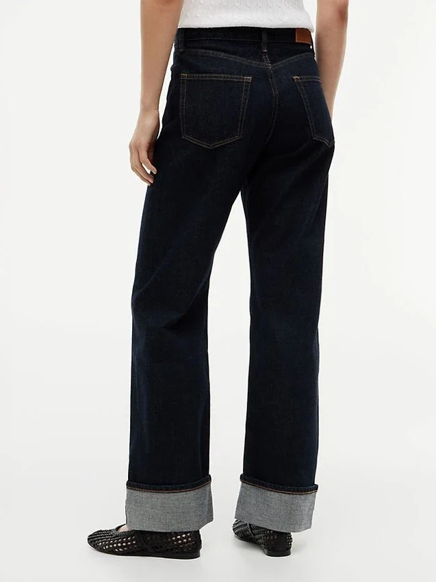 Jeans dritti larghi a vita media in denim selvedge Jeans dritti larghi a vita media in denim selvedge