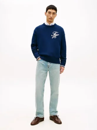 Jeans dritti regular con effetto consumato
