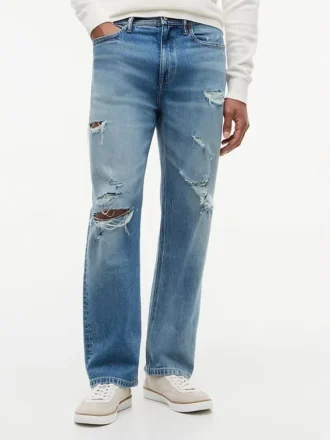 Jeans larghi effetto consumato