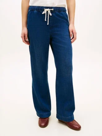Jeans leggeri a gamba larga senza bottoni Jeans leggeri a gamba larga senza bottoni