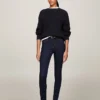 Jeans skinny a vita media con lavaggio scuro