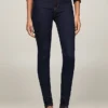 Jeans skinny a vita media con lavaggio scuro