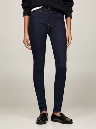 Jeans skinny a vita media con lavaggio scuro Jeans skinny a vita media con lavaggio scuro