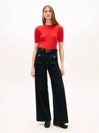 Jeans utility a vita alta, elasticizzati e a gamba larga