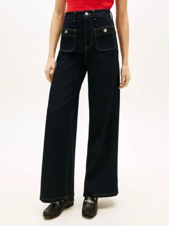Jeans utility a vita alta, elasticizzati e a gamba larga