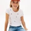 Maglietta a costine con stella ricamata per bambini Maglietta a costine con stella ricamata per bambini