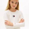 Maglietta a maniche lunghe con logo a costine per bambini Maglietta a maniche lunghe con logo a costine per bambini
