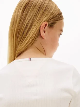 Maglietta a maniche lunghe con logo a costine per bambini