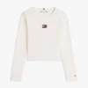 Maglietta a maniche lunghe con logo a costine per bambini Maglietta a maniche lunghe con logo a costine per bambini