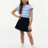 Maglietta a righe con maniche rifinite in pizzo per bambini Maglietta a righe con maniche rifinite in pizzo per bambini