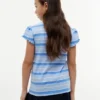 Maglietta a righe con maniche rifinite in pizzo per bambini Maglietta a righe con maniche rifinite in pizzo per bambini
