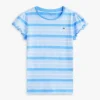 Maglietta a righe con maniche rifinite in pizzo per bambini Maglietta a righe con maniche rifinite in pizzo per bambini