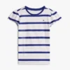 Maglietta a righe con maniche rifinite in pizzo per bambini Maglietta a righe con maniche rifinite in pizzo per bambini