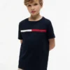 Maglietta con logo a strisce e bandiera per bambini