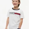 Maglietta con logo a strisce e bandiera per bambini Maglietta con logo a strisce e bandiera per bambini