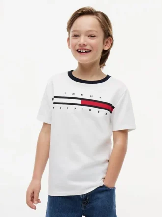 Maglietta con logo a strisce e bandiera per bambini