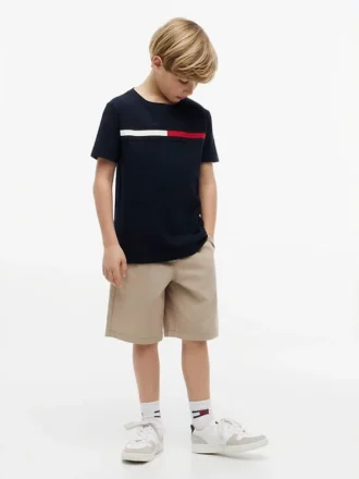 Maglietta con logo a strisce e bandiera per bambini
