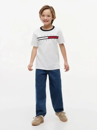 Maglietta con logo a strisce e bandiera per bambini