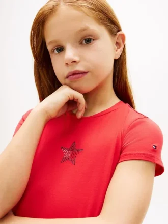 Maglietta per bambini con bandiera a stelle e strisce in strass
