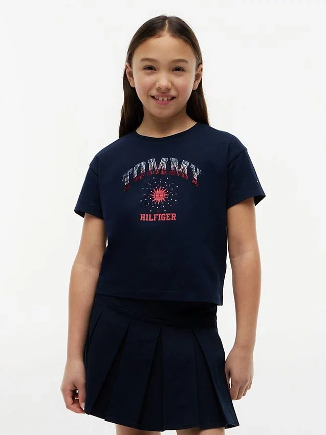 Maglietta per bambini con logo Tommy in strass Maglietta per bambini con logo Tommy in strass