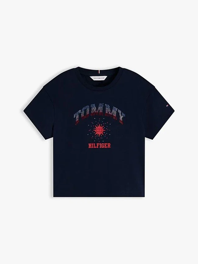 Maglietta per bambini con logo Tommy in strass Maglietta per bambini con logo Tommy in strass