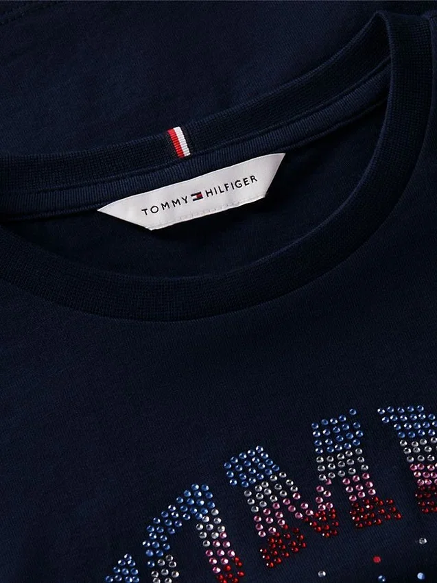 Maglietta per bambini con logo Tommy in strass Maglietta per bambini con logo Tommy in strass