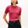 Maglione a maniche corte con lavorazione a trecce