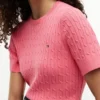 Maglione a maniche corte con lavorazione a trecce