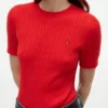 Maglione a maniche corte con lavorazione a trecce