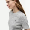 Maglione a maniche corte con lavorazione a trecce