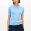 Maglione a maniche corte con tasche in punto traforato Maglione a maniche corte con tasche in punto traforato