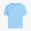 Maglione a maniche corte con tasche in punto traforato Maglione a maniche corte con tasche in punto traforato