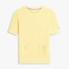 Maglione a maniche corte con tasche in punto traforato Maglione a maniche corte con tasche in punto traforato