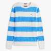Maglione a righe con lavorazione a trecce Maglione a righe con lavorazione a trecce